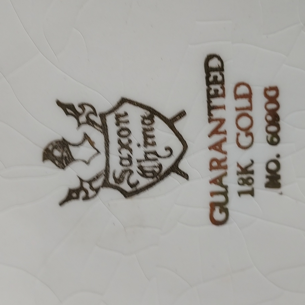 Saxon China 18k gold 6090g covered dish Vintage ivory gold leaf 🌿 trim cira1915 - Picture 10 of 16